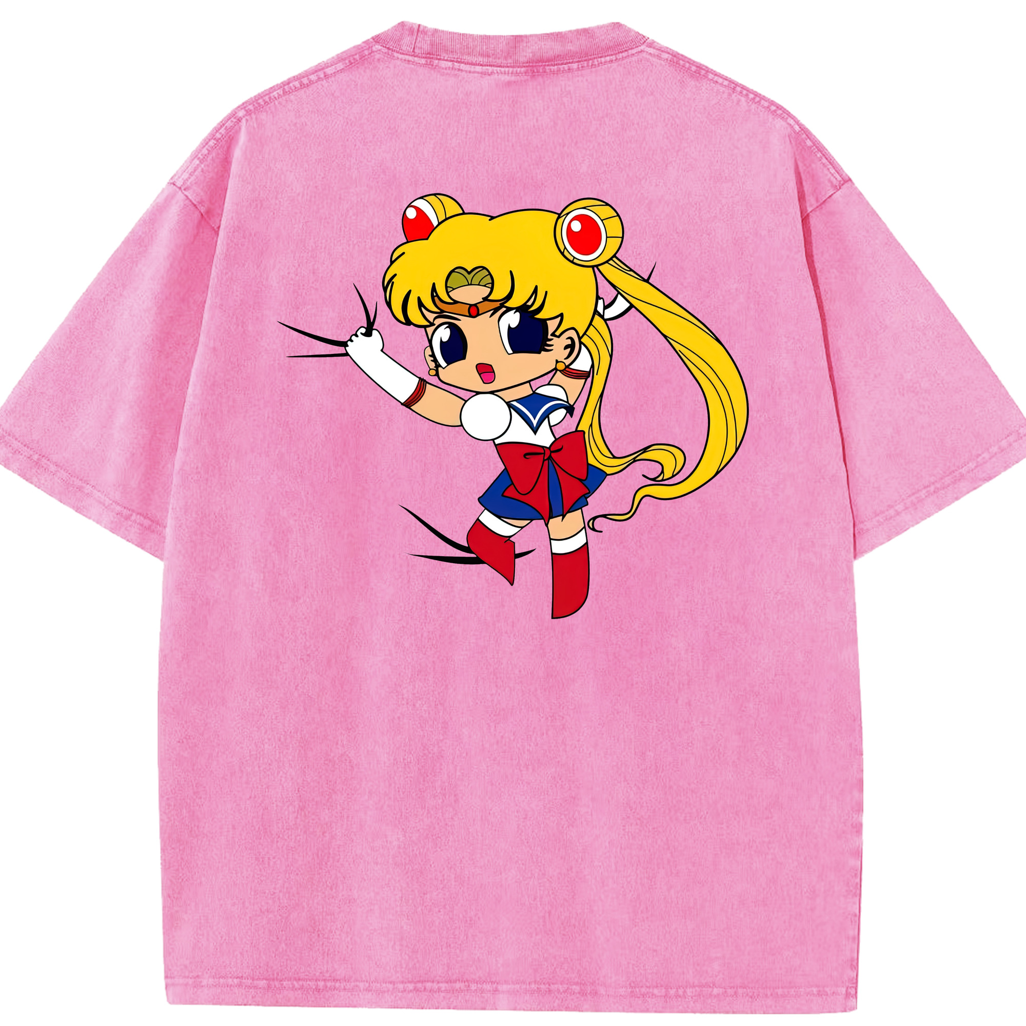 （画像用） 美少女戦士セーラームーン 月野 うさぎ つきの うさぎ Sailor Moon Tsukino Usagi 綿100% ヴィンテージ風 半袖Tシャツ（背面プリント）